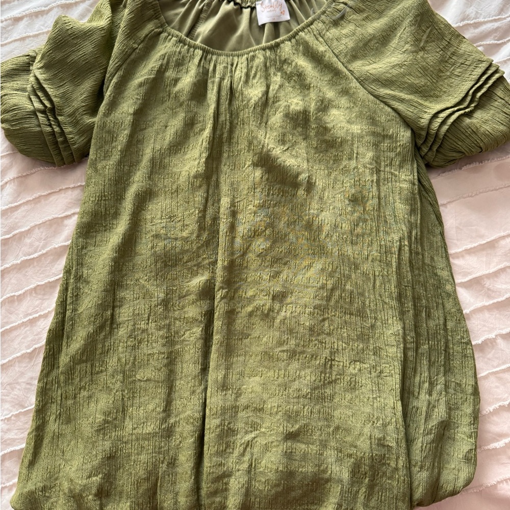 Green Textured Short Sleeve Top maternity